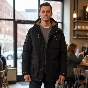 Woods Orlicke Black Parka/Jacket Size Large - Great Condition